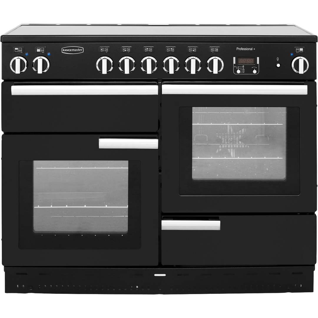 Rangemaster Professional Plus PROP110ECGB/C 110cm wide Electric Range Cooker with Ceramic Hob - Black / Chrome