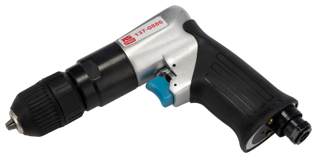 TieDex UK Air Drill 10 mm Keyless Reversible Air Drill 1/4 in Air Inlet (BSP), 1800rpm