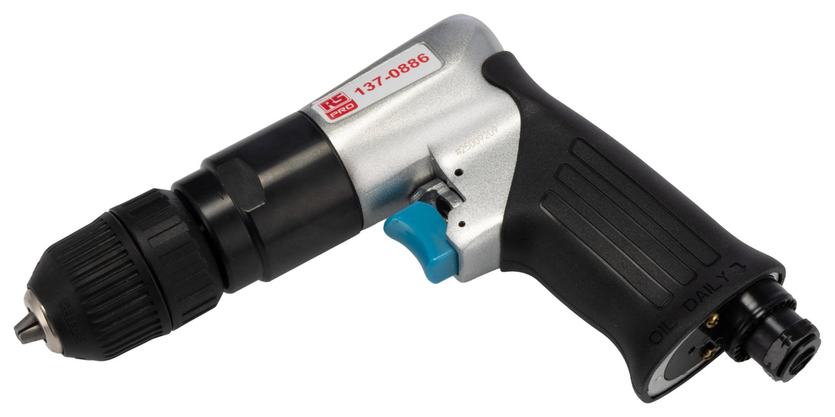 TieDex UK Air Drill 10 mm Keyless Reversible Air Drill 1/4 in Air Inlet (BSP), 1800rpm