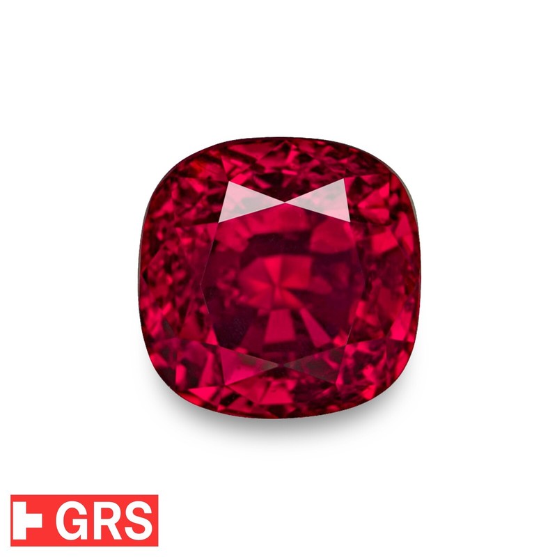 GRS Certified MADAGASCAR Ruby 3.17 Ct. Natural Untreated ROYAL RED Cushion RARE