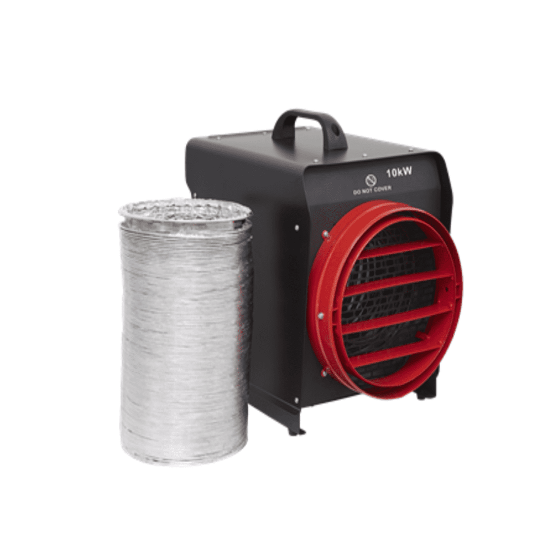 Sealey DEH10001 Industrial Electric Fan Heater 6m ducting 32A 5 Pin plug 10kW/34000Btu 415V~50Hz