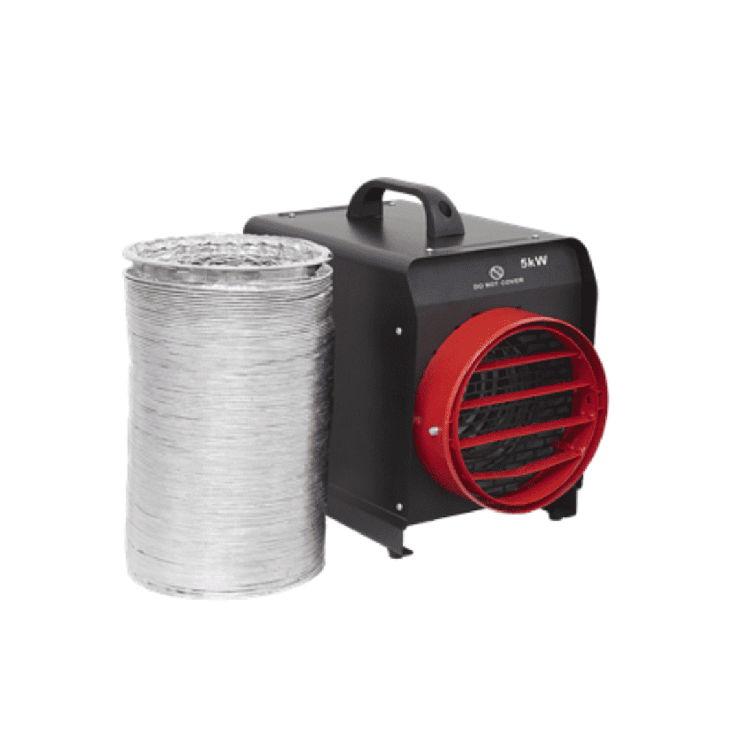 Sealey DEH5001 Industrial Electric Fan Heater 6m ducting 16A 5 Pin plug 5kW/17000Btu 415V~50Hz