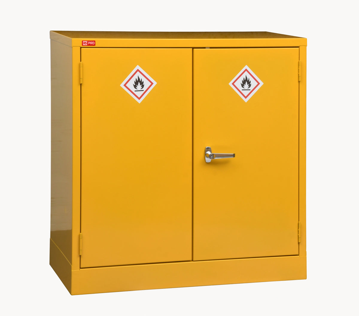 TieDex UK Yellow Steel Lockable 2 Door Hazardous Substance Cabinet, 915 mm x 915mm x 459 mm