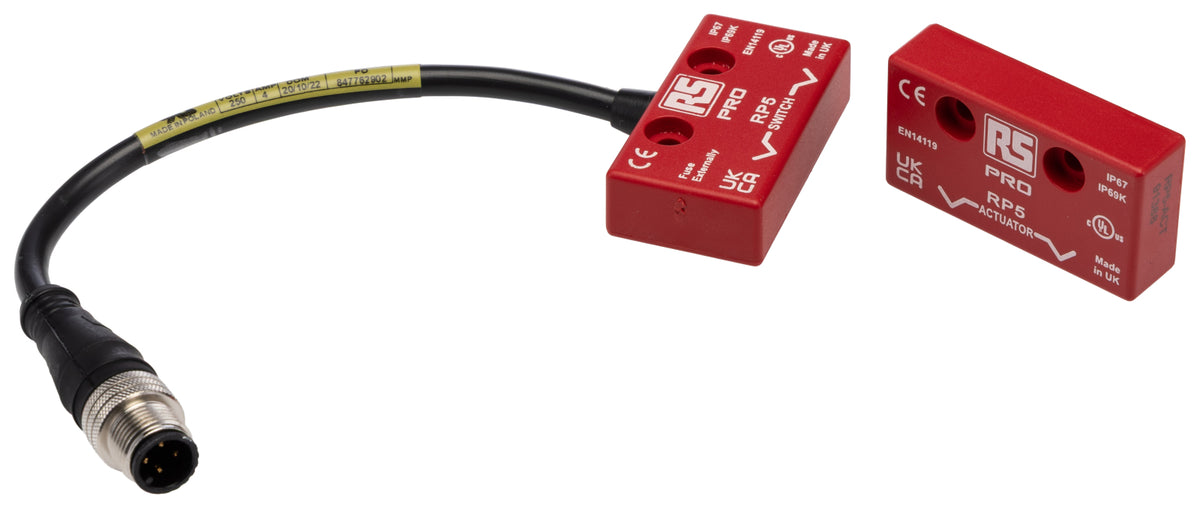 TieDex UK Magnetic Non-Contact Safety Switch, ABS Plastic Housing, 24V dc, 2 NO, M12