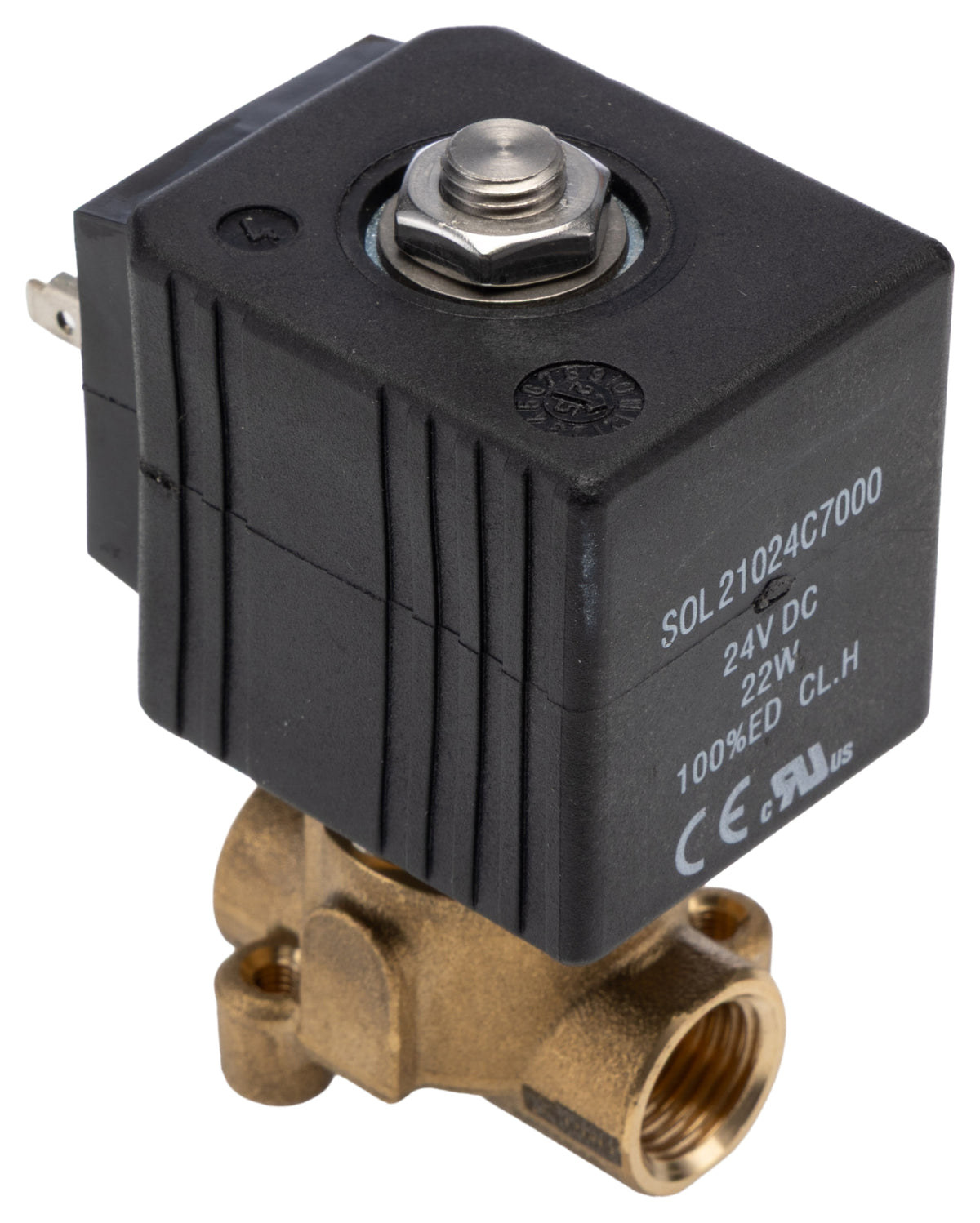 TieDex UK Solenoid Valve, 2 Port, NC, 24V 1/4 in, 1/4 in