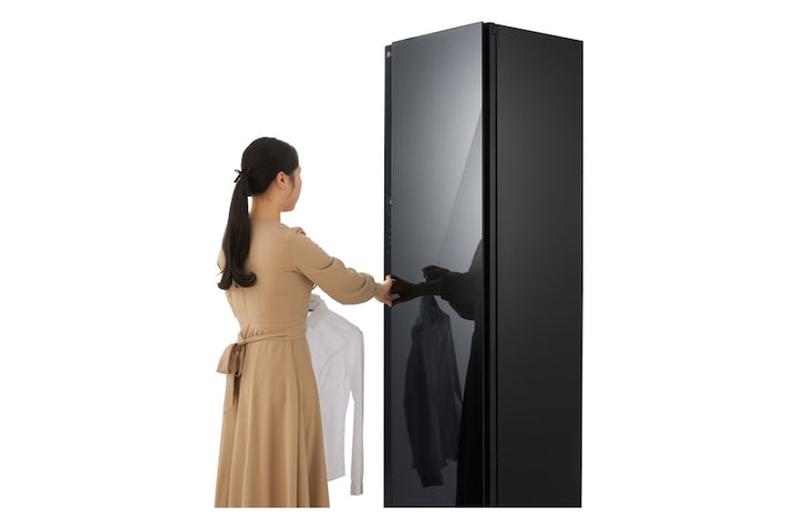 LG Styler RX5MR Steam Clothing Care System, Mirror Black,  Hangers, Black