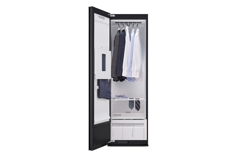 LG Styler RX5MR Steam Clothing Care System, Mirror Black,  Hangers, Black