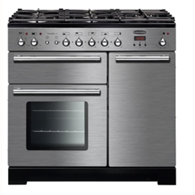 Rangemaster Toledo + TOLP90DFFSS/C 90cm wide Dual Fuel Range Cooker with Gas Hob - Stainless Steel / Chrome
