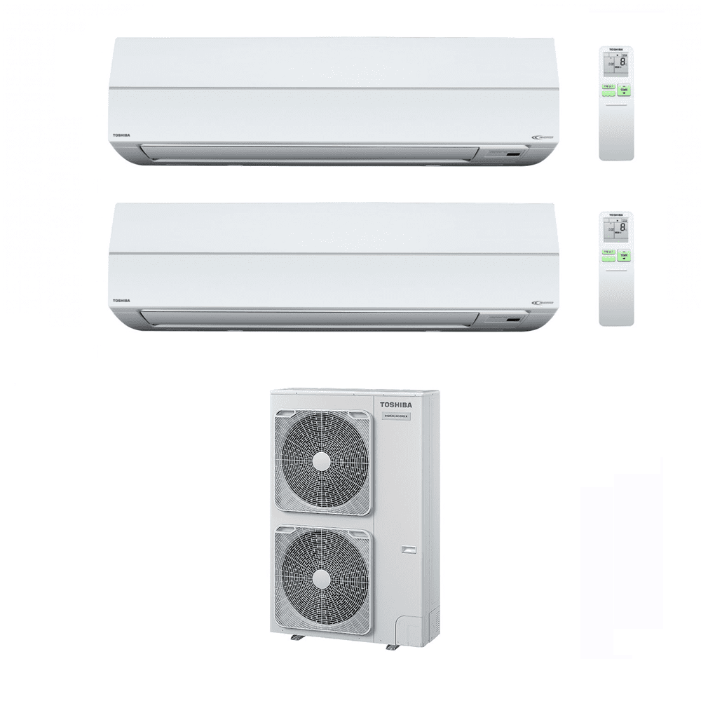 Toshiba Air Conditioning RAV-GP1101ATW-E 2 x RAV-HM561KRTP-E Twin Wall Split Heat Pump 10Kw 1Ph
