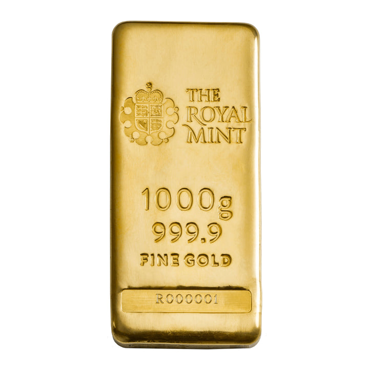 Gold 24ct bar 1kg Gold Bullion Cast Bar Bullion 999.9 Fine Gold Royal Mint UK