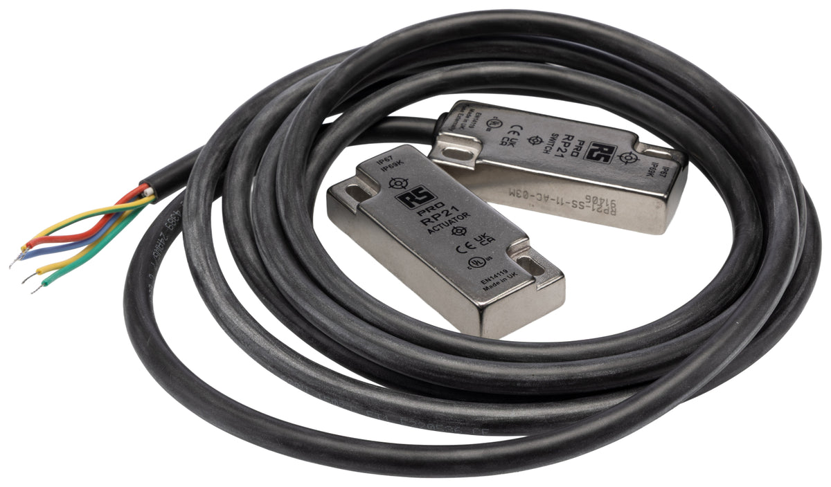 TieDex UK Magnetic Non-Contact Safety Switch, Stainless Steel Housing, 24V dc, 1 NO/1 NC, Wire