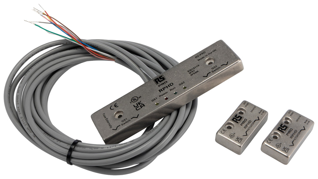 TieDex UK Magnetic Non-Contact Safety Switch, Stainless Steel Housing, 24V dc, 2 NO/1 NC, Wire