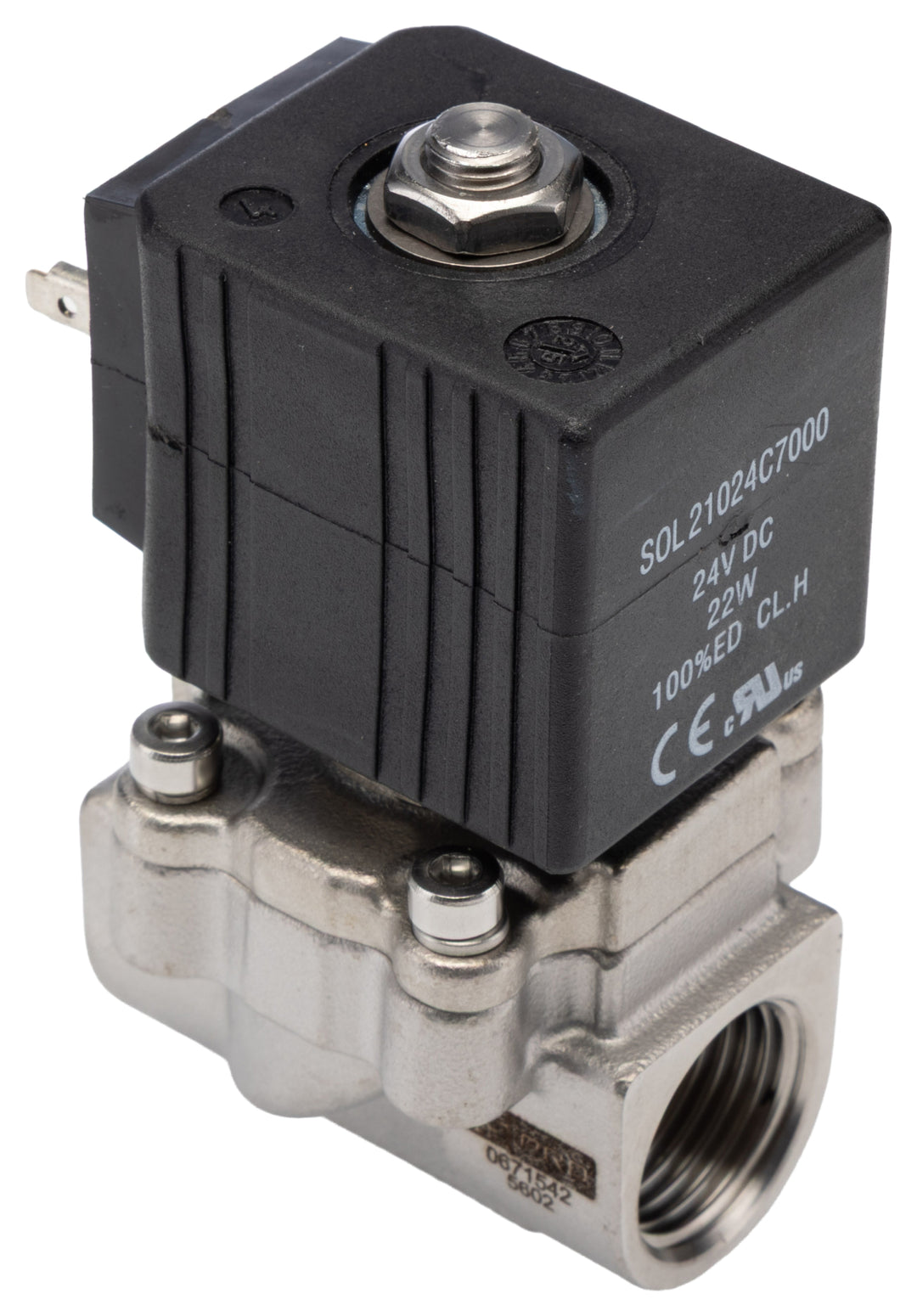 TieDex UK Solenoid Valve, 2 Port, NC, 24V 1/2 in, 1/2 in