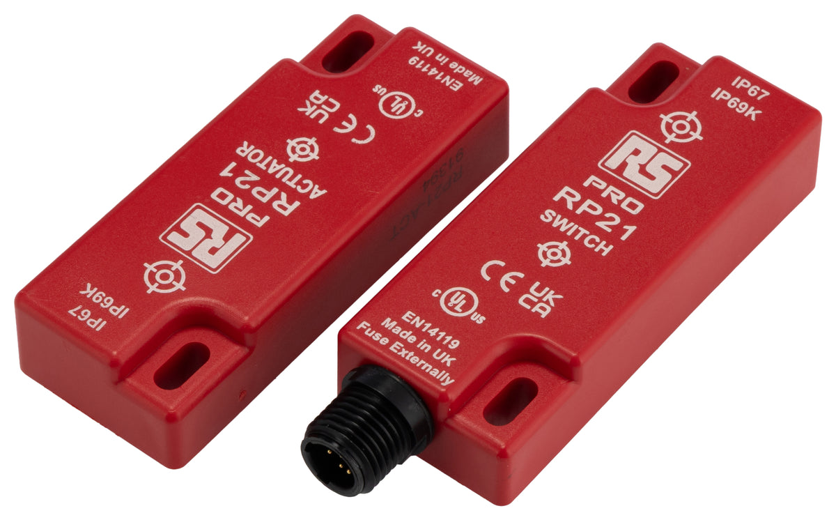 TieDex UK Magnetic Non-Contact Safety Switch, ABS Plastic Housing, 24V dc, 2 NO/1 NC, M12