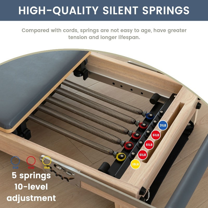 Multi-functional Home Gym Set Multi-functional Industrial Luxury Maple Wood Reformer Machine Pilates Reformers Foldable