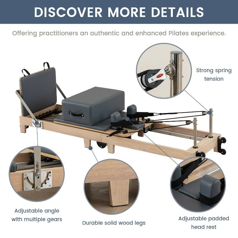 Multi-functional Home Gym Set Multi-functional Industrial Luxury Maple Wood Reformer Machine Pilates Reformers Foldable