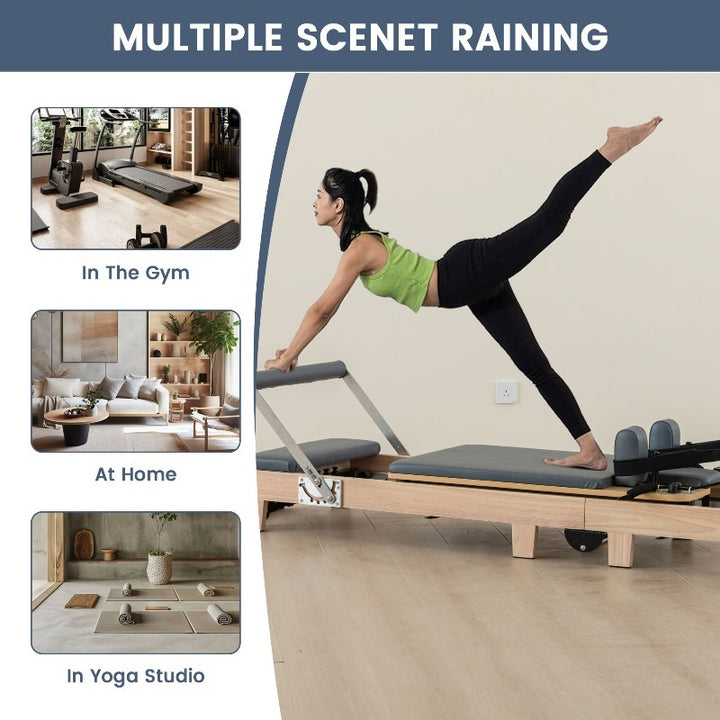 Multi-functional Home Gym Set Multi-functional Industrial Luxury Maple Wood Reformer Machine Pilates Reformers Foldable