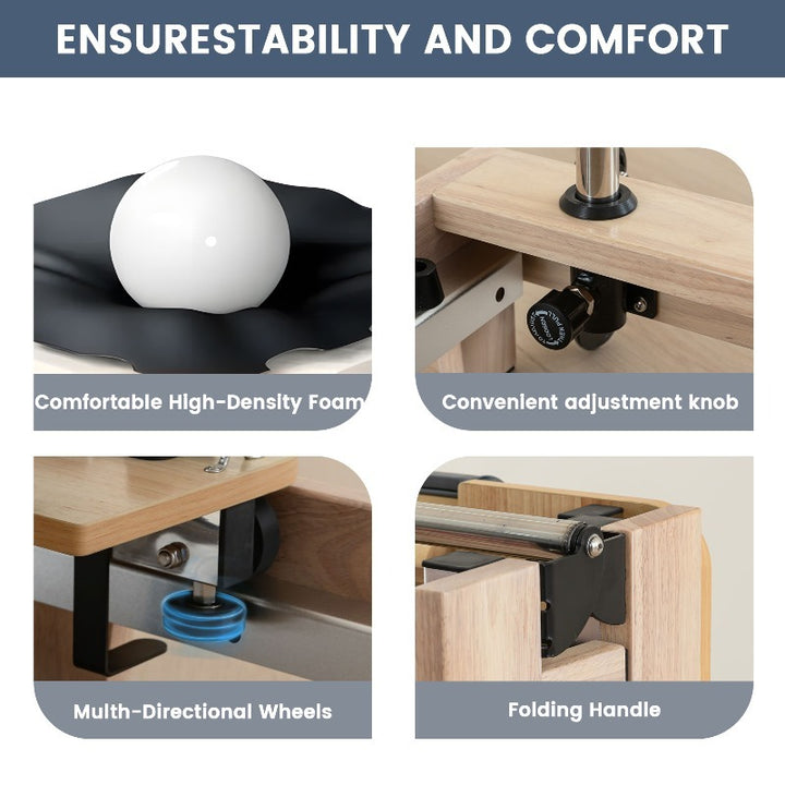 Multi-functional Home Gym Set Multi-functional Industrial Luxury Maple Wood Reformer Machine Pilates Reformers Foldable