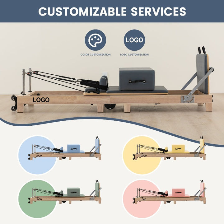 Multi-functional Home Gym Set Multi-functional Industrial Luxury Maple Wood Reformer Machine Pilates Reformers Foldable