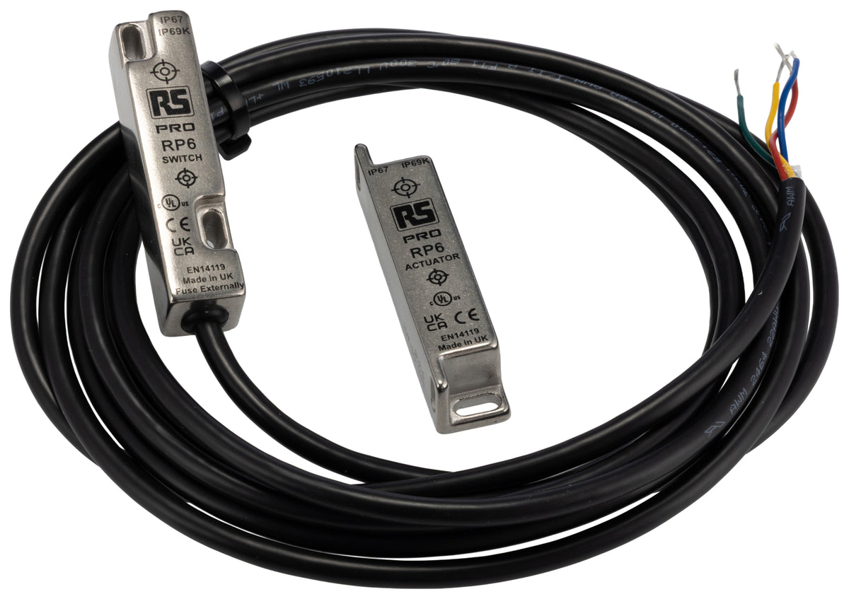 TieDex UK Magnetic Non-Contact Safety Switch, Stainless Steel Housing, 24V dc, 1 NO/1 NC, Wire