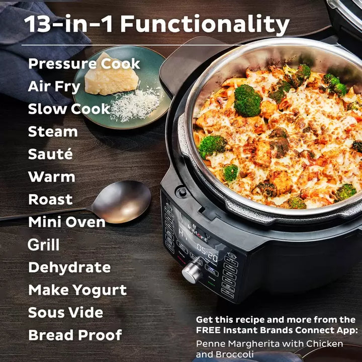 Instant Pot Gourmet Crisp Ultimate 13-in-1 Pressure Cooker & Air Fryer, 6.2L