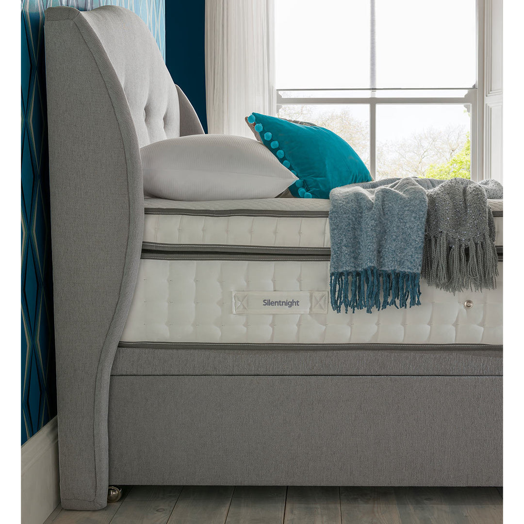 Camden Slate Grey Materials Wood Fabric Foam Full Headboard Super Bedroom Decor