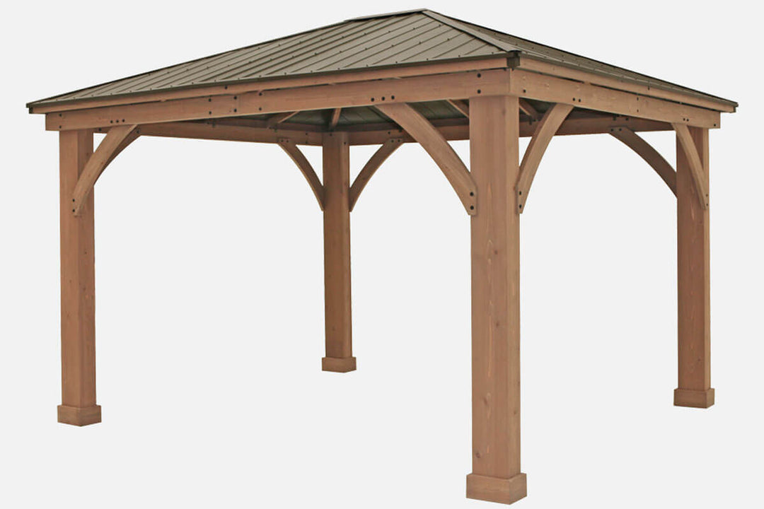 Yardistry  12ft x 14ft (3.7 x 4.3m) Cedar Gazebo with Aluminium Roof- Tiedex
