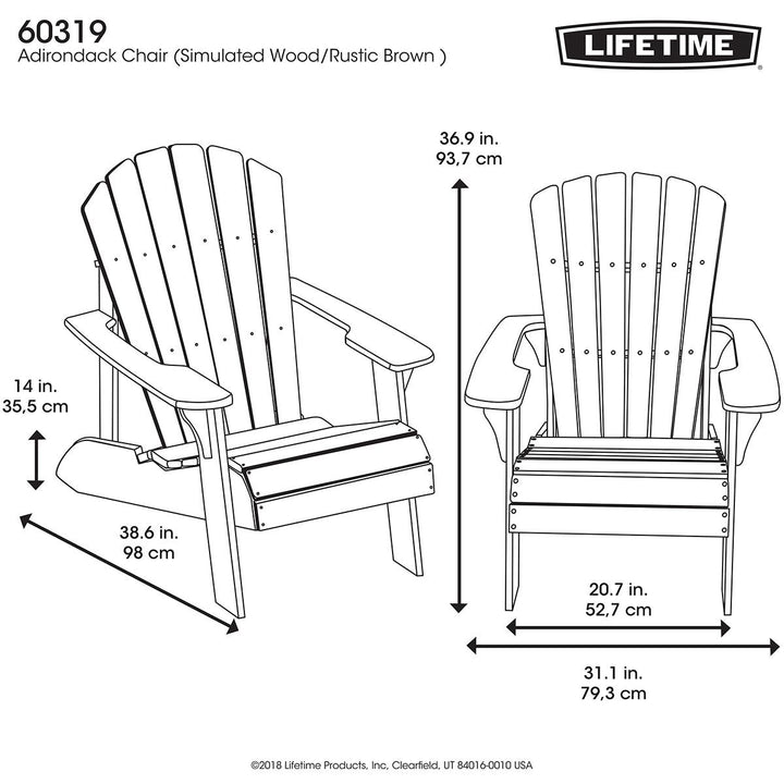 Adirondack Per Chair Set 2 Model Arm Rests Simulated Wood Outdoor Living Wooden