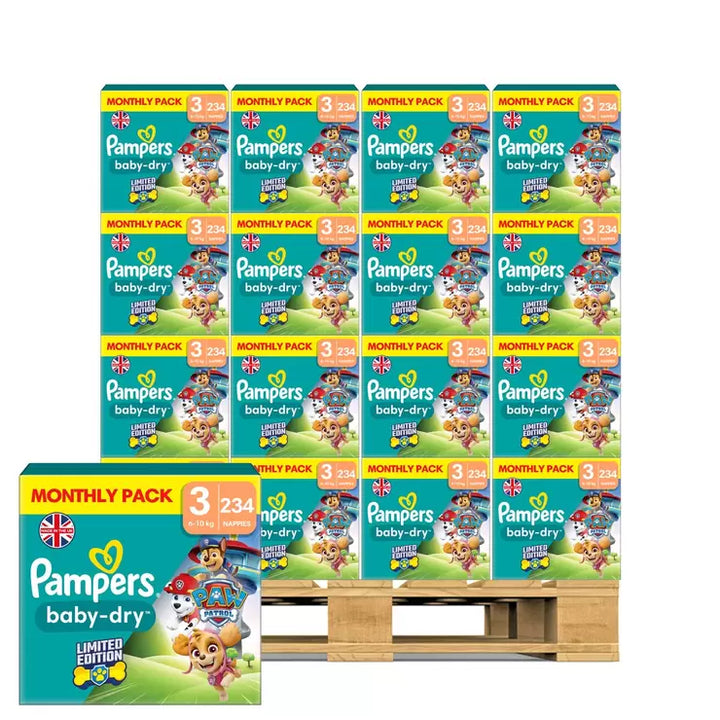 Pampers Paw Patrol Baby Dry Nappies Size 3, 234 Pack – Nonynana