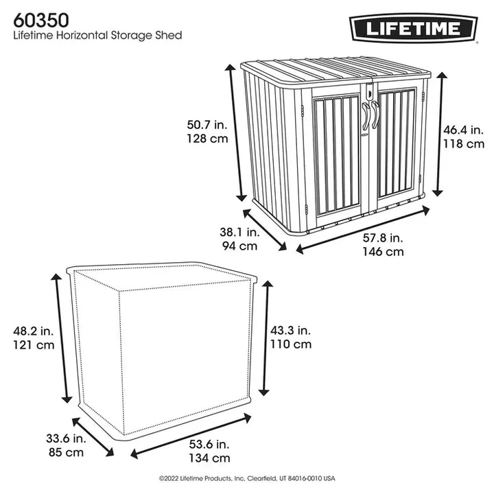 Lifetime 5ft x 3ft (1.5 x 0.9m) Horizontal 1,300 Litre Storage Shed - Model 60350
