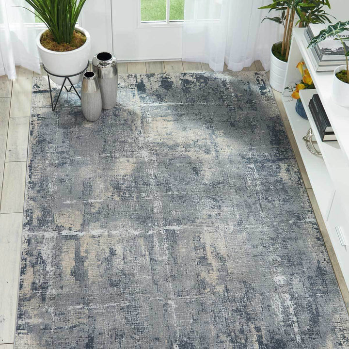 Rustic Textures Faded Blue Rug, 240 x 320 cm