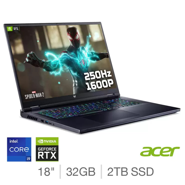 Acer Predator Helios 18, Intel Core i9, 32GB RAM, 2TB SSD, NVIDIA GeForce RTX 4080, 18 Inch Gaming Laptop, NH.QKREK.001