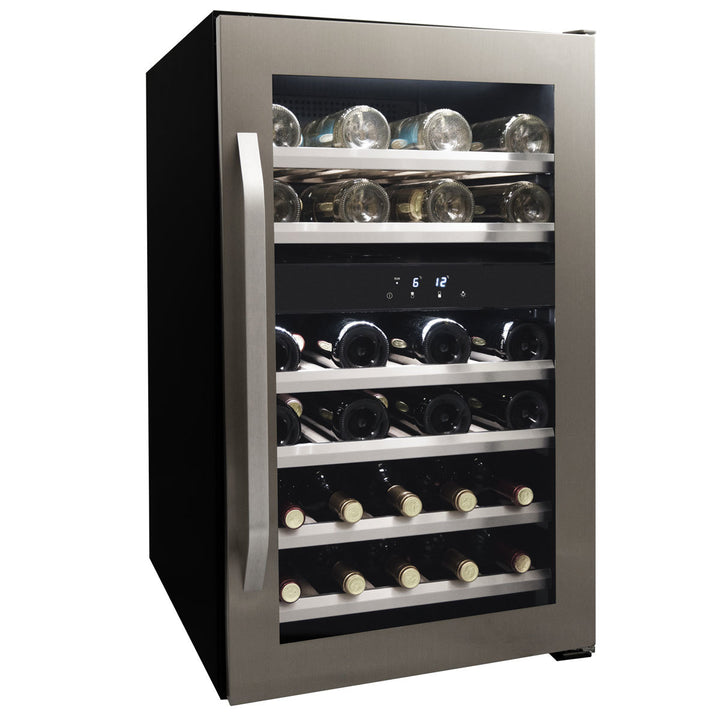 Danby DWC114KD1BSS, 38 Bottle Freestanding, Dual Zone Wine Cooler in Stainless Steel