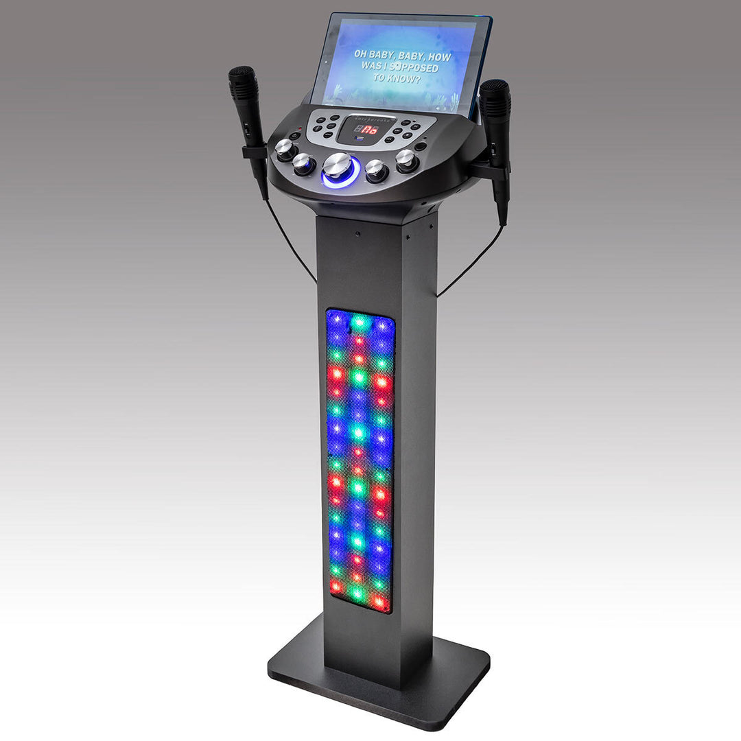 Easy Karaoke Smart Bluetooth Pedestal Karaoke System, with LED Lights, Disco Ball and Speakers, EKS828BT