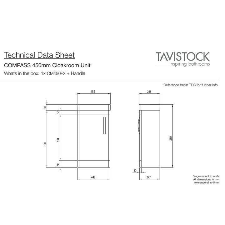 Tavistock Curve 450mm Floor Mounted Vanity Unit in White