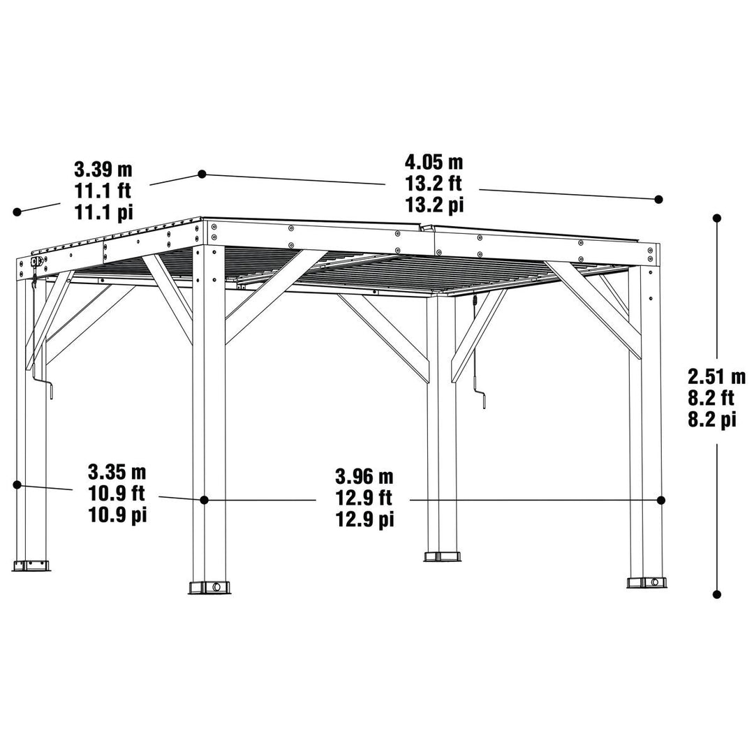 Yardistry 11ft x 13ft (3.4 x 4m) Wooden Louvered Pergola with Aluminium Roof