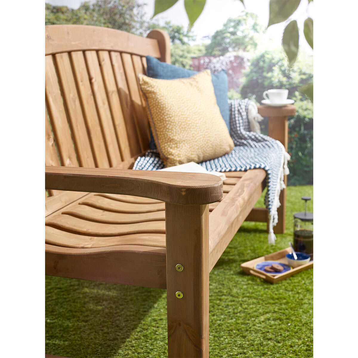 Anchor fast 3 seater outlet pine wood bench