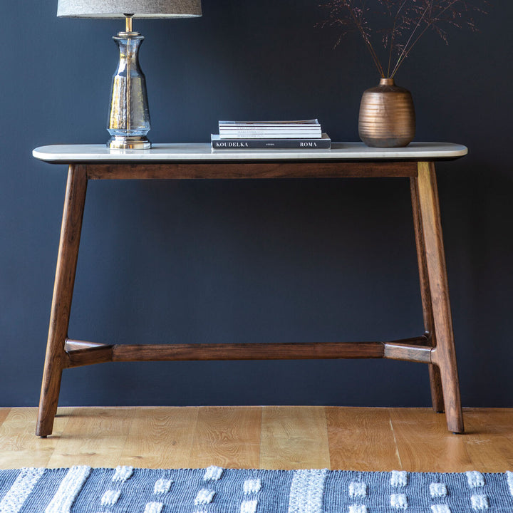 Gallery Mataro White Marble Top Console Table