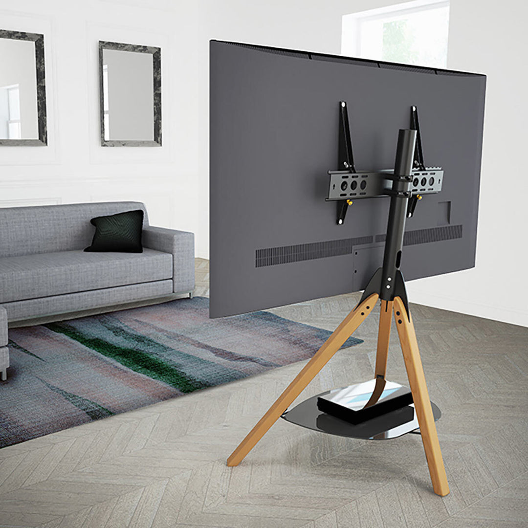 AVF Hoxton Tv Stand Tv's 65" Light Wood 200 500 Glass Shelf Cable Management Media
