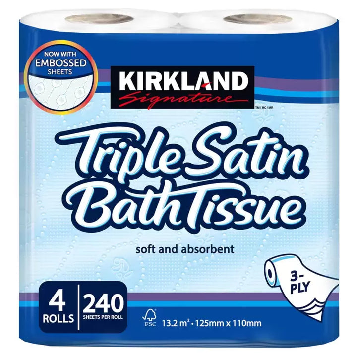 Kirkland Signature Triple Satin 3 Ply Toilet Tissue, 1,440 Rolls  Pallet Deal