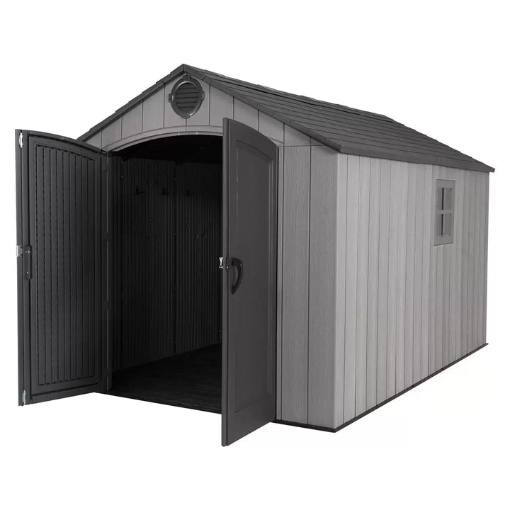 Lifetime 8ft x 12ft 6" (2.4 x 3.8m) Simulated Wood Look Storage Shed - Model 60305