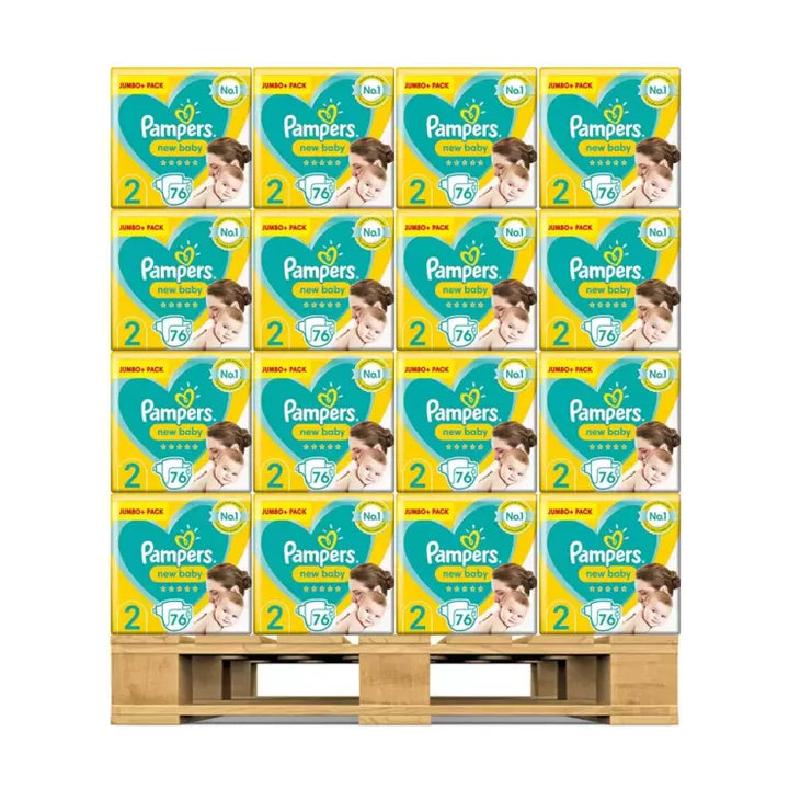 Pampers New Baby Nappies Size 2, 120 x Jumbo+ 76 Pack  Pallet Deal