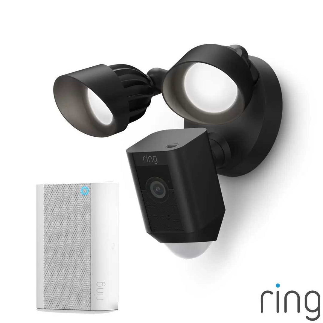 Ring Wired Floodlight Camera Plus, with Chime Pro in Black
