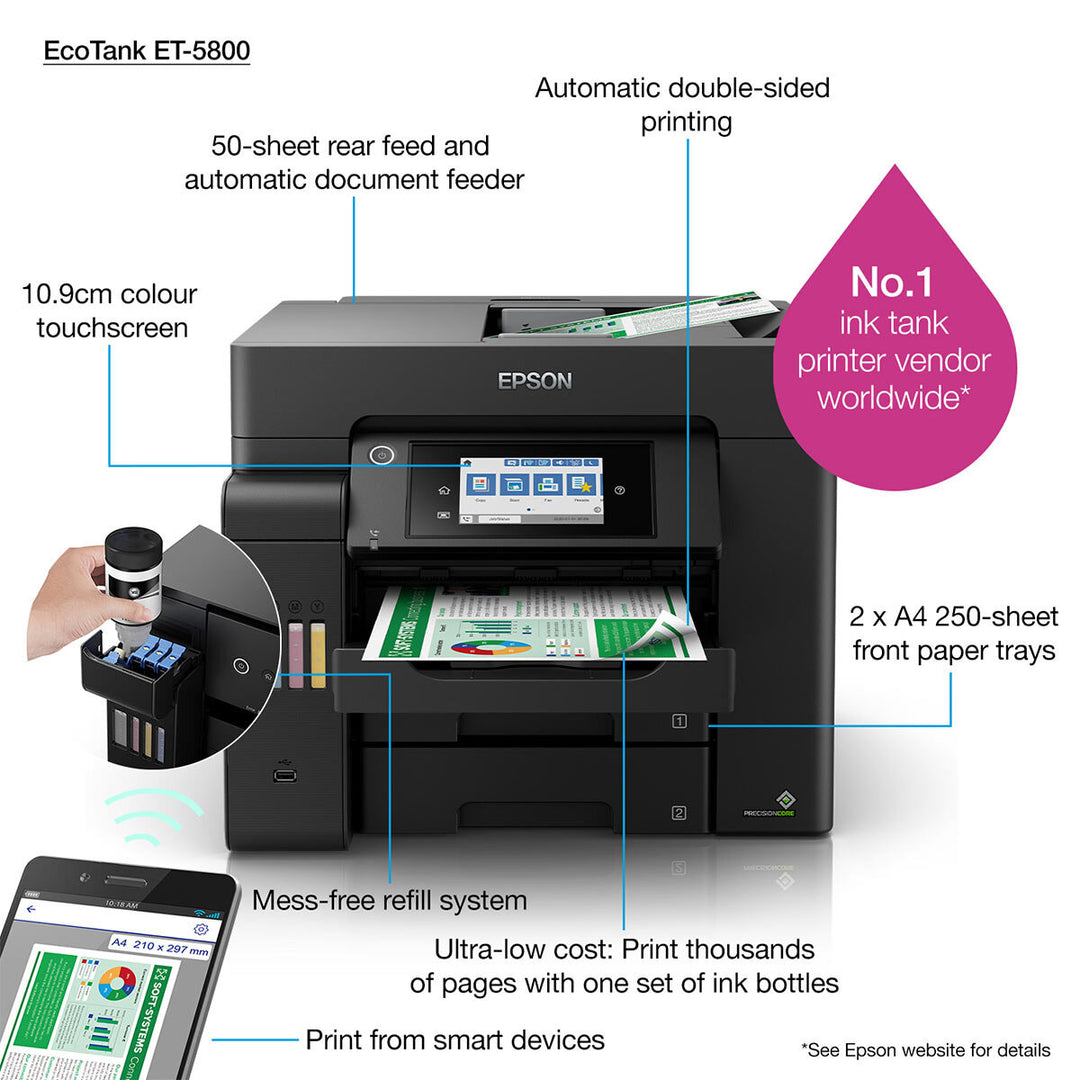 Epson EcoTank ET-5800 All-in-One Wireless Inkjet Printer
