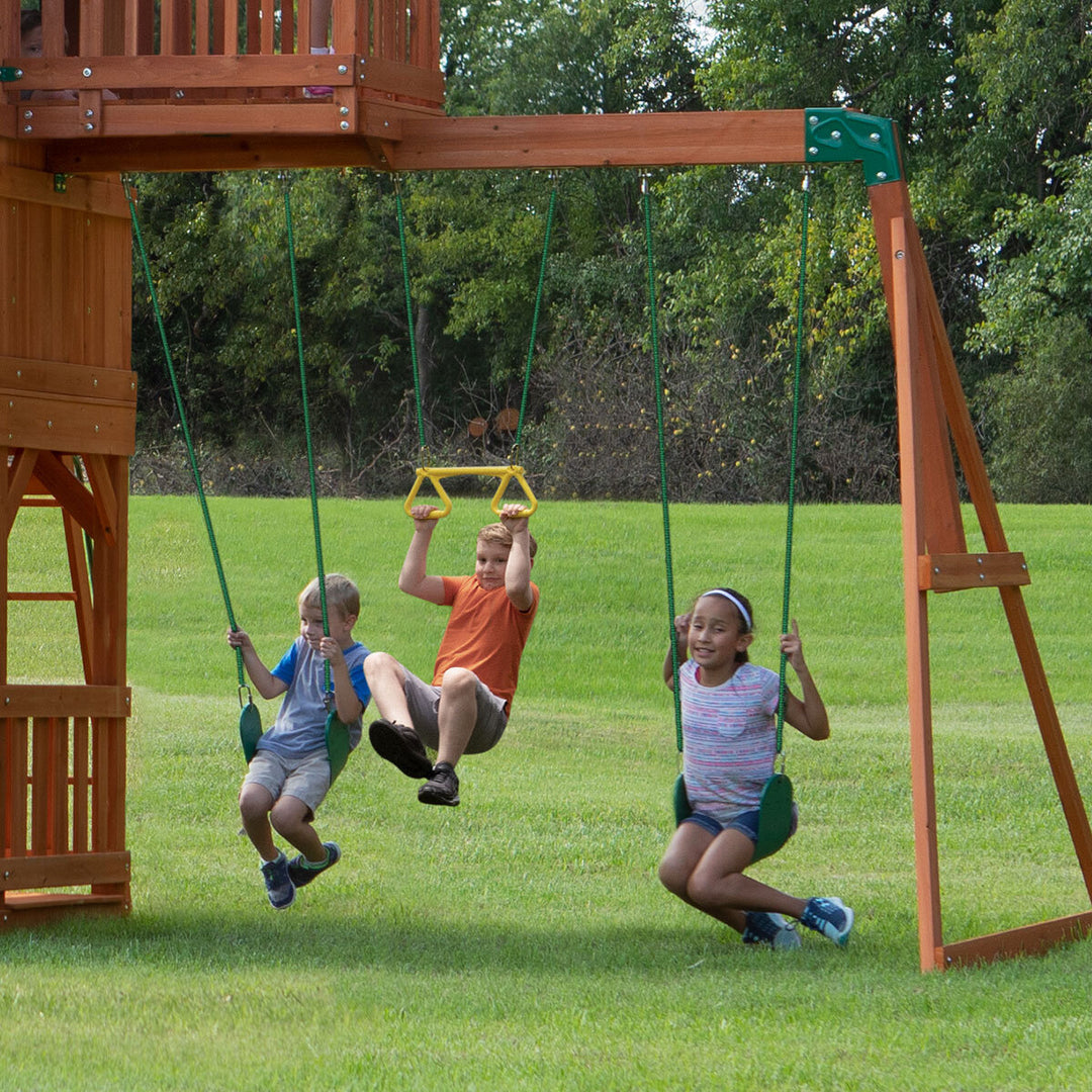 Backyard Discovery Skyfort II Playcentre (3-10 Years), Kids Backyard Playhouse, Swing Set, Climbing Frames, Cedar Playset / DISCOVERY SKYFORT II
