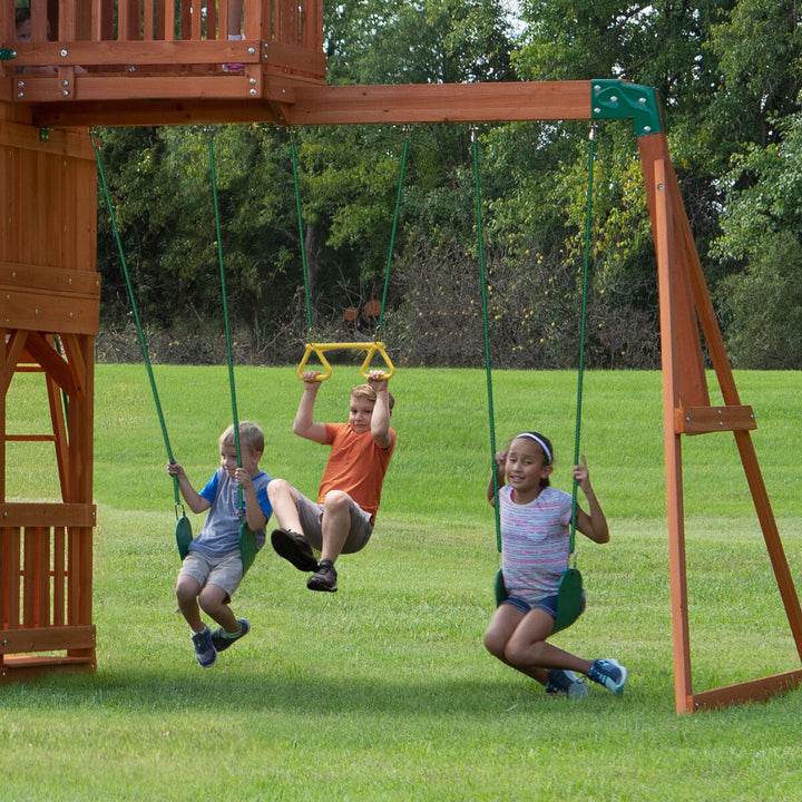 Backyard Discovery Skyfort II Playcentre (3-10 Years), Kids Backyard Playhouse, Swing Set, Climbing Frames, Cedar Playset / DISCOVERY SKYFORT II