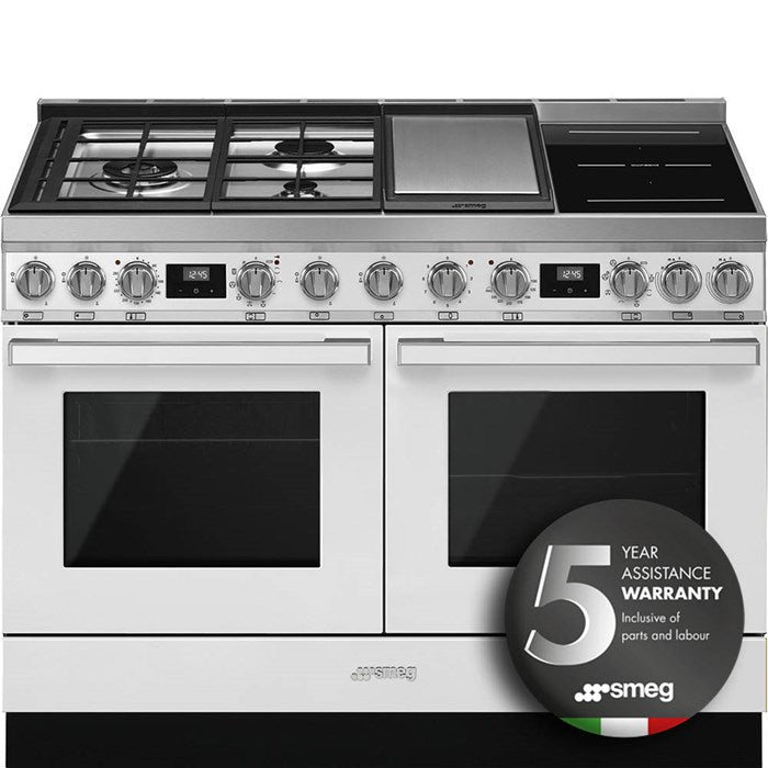CPF120IGMPWH 120cm Portofino Dual Fuel Range Cooker White Flexible cooking with 2 large ovens
